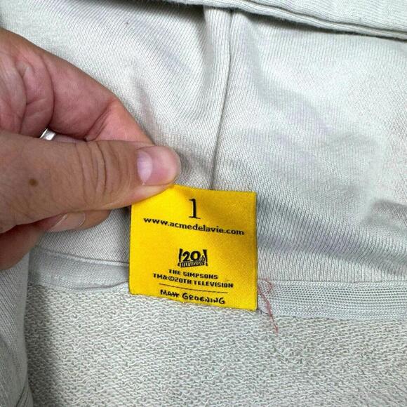 Acme De La Vie x The Simpsons Hoodie Full Zip Light Beige Men’s Size 1 Rare - Picture 4 of 15